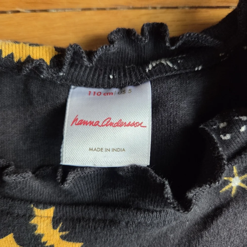 Hanna Andersson Halloween Bat‎ And Moon Black Dress with Yellow Accents